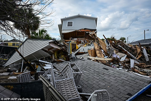 A home destroyed after Hurricane Milton in St. Pete Beach, Florida, on October 11