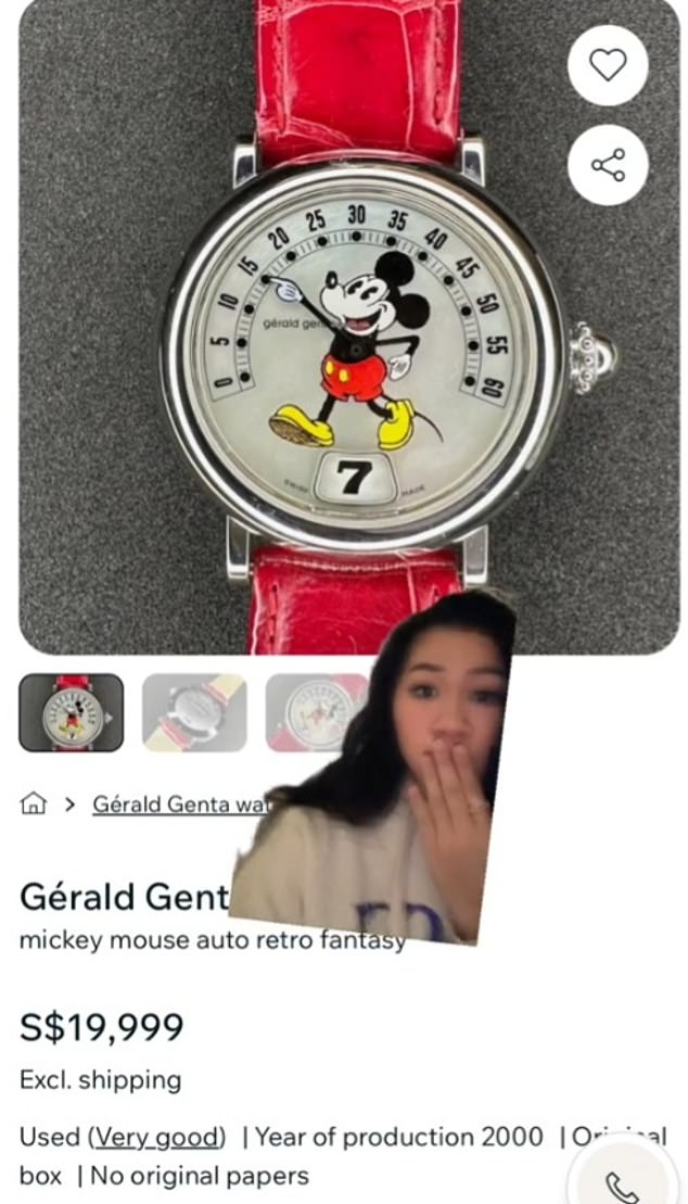 The glamorous creator recently learned that the Gérald Genta Mickey Mouse Auto Retro Fantasy watch is available for SG$19,999, although it is available on other resale sites for US$11,999.