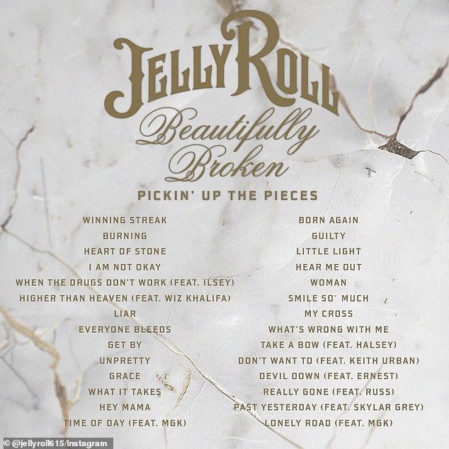 The deluxe version of Jelly Roll's Beautifully Broken album has five bonus songs