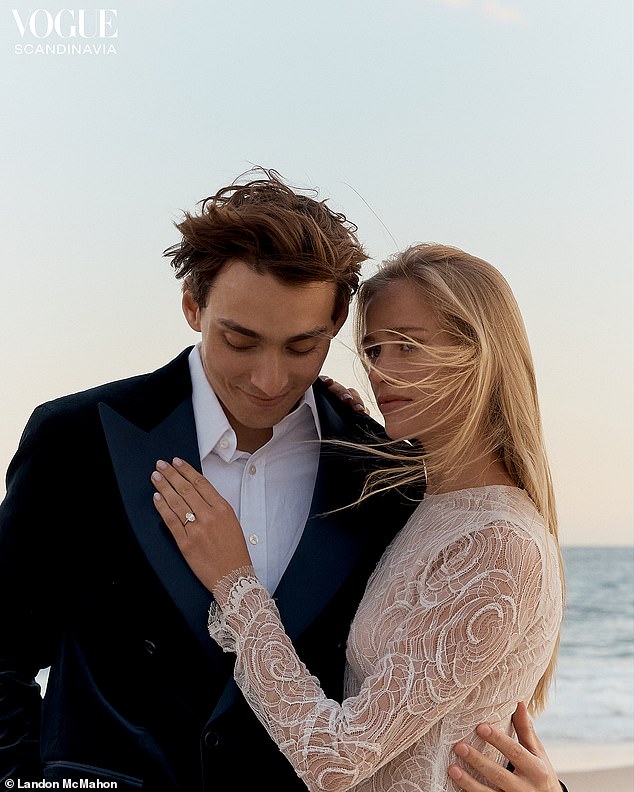 The gold-winning pole vaulter told his Swedish girlfriend, 23, that they were going to photograph the couple for Vogue Scandinavia, but he had an engagement ring in his pocket and got down on one knee at sunset.