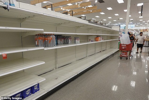 Many residents rushed to pick up essential food and groceries after a state of emergency was declared in Florida, and empty shelves were seen in stores across the state.