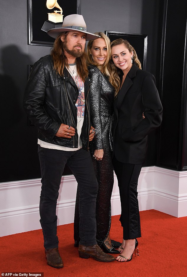 Billy Ray's marriage to Firerose, which came four months after Tish filed for divorce, is believed to have strained his relationship with his daughter Miley (Billy, Tish and Miley are pictured).