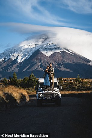 Nick and Mathilde have camped for most of their trip. They are photographed above in Cotopaxi National Park in Ecuador.