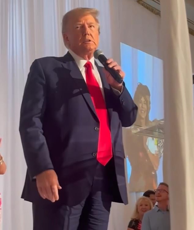 Trump at a fundraiser at Mar-a-Lago. He has a lot more planned as he falls behind Harris in the amount of money they have raised.