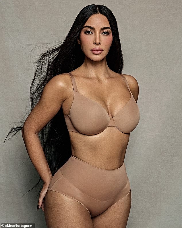 In 2019, the businesswoman joined forces with Swedish businessman Jens Grede to present the fashion line and frequently poses for her brand's campaigns; Kim seen in 2024