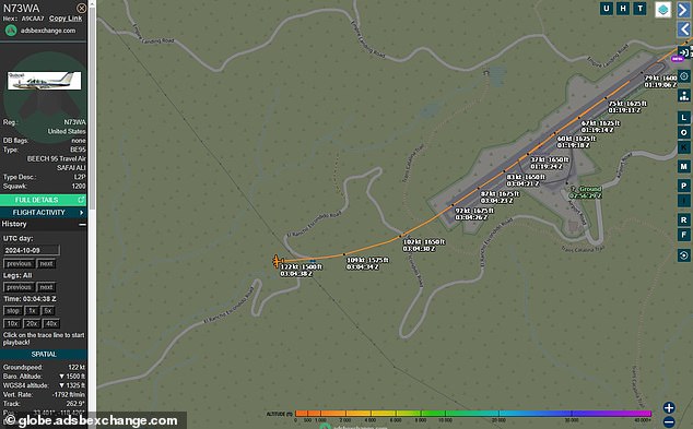 The report also indicated that the accident occurred during takeoff. In the photo: The trajectory of the fatal flight on October 8.