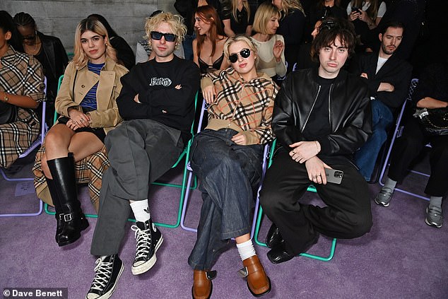 Molly Moorish-Gallagher, Lennon Gallagher, Anais Gallagher and Gene Gallagher attend the Burberry Summer 2025 show during London Fashion Week this year.