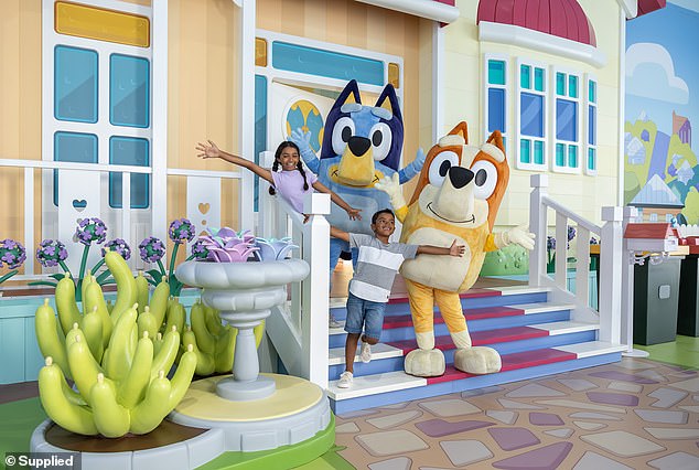 The guided Bluey's World experience begins when guests enter the familiar front door of Bluey's home.