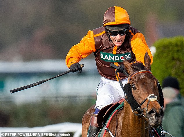 Sam rides winning horse Noble Yeats during the Aintree Grand National in 2022