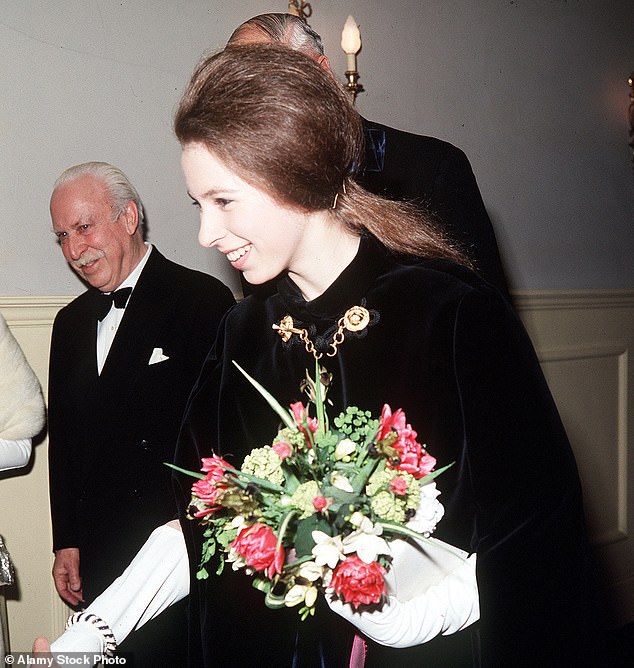 Anne, with her hair tied back, visiting the Royal Albert Hall in 1969, aged 19.