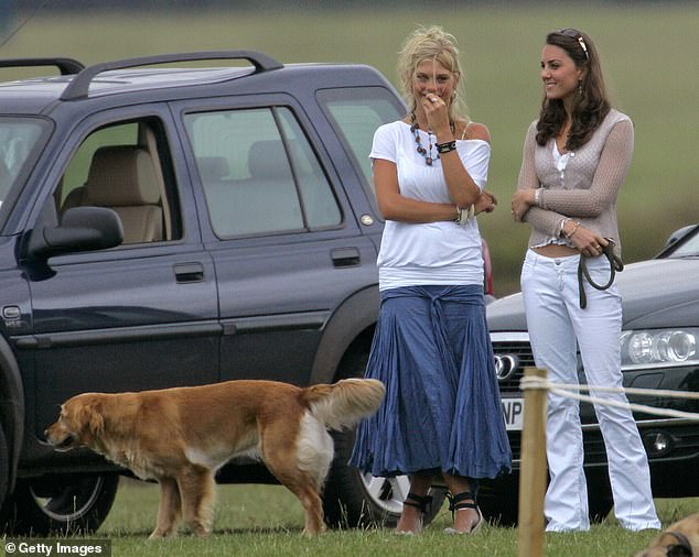 Chelsy with Kate Middleton while Prince William and Prince Harry play in a charity polo match in 2006.