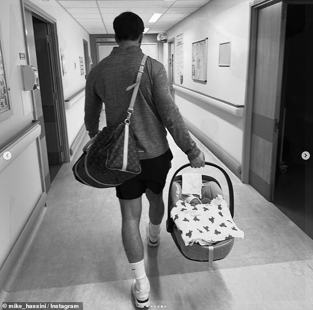 The former TOWIE star, 29, announced the happy news on Instagram on Sunday by sharing a series of adorable black and white photos.