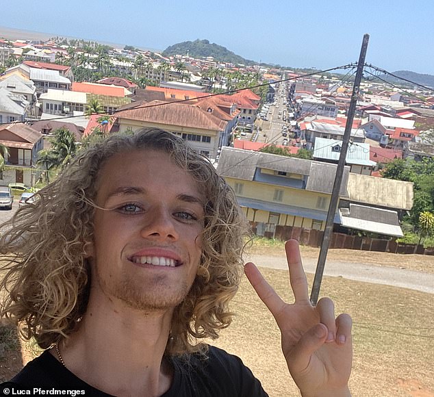 While in the French overseas territory of French Guiana (above), Luca was attacked. He says: 'A muscular guy ran after me. He started yelling at me and grabbed me hard by the neck.