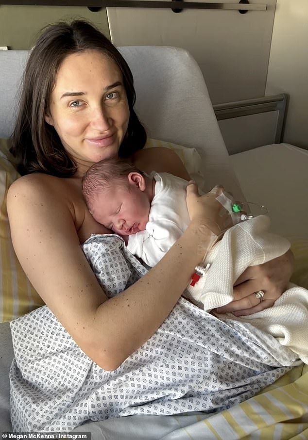 Megan welcomed Landon via C-section as she shared videos of giving birth in Germany