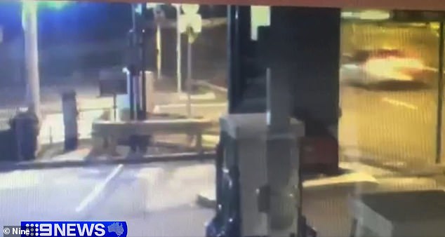 Security cameras at a gas station in Sydney's south showed the car speeding down the road.