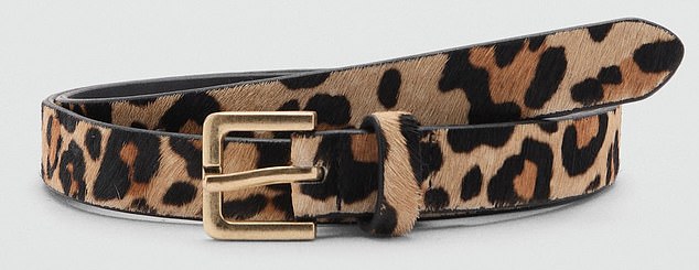 Mango Skinny Leopard Print Belt