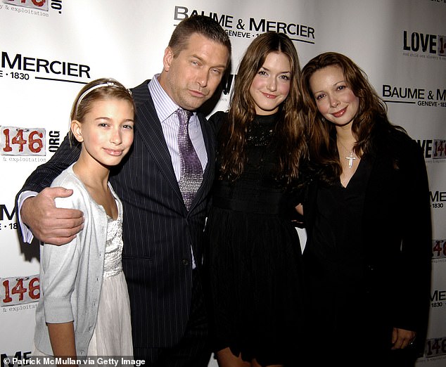 Hailey is seen far left alongside father Stephen Baldwin, sister Alaia Baldwin and mother Kennya Baldwin in November 2008.