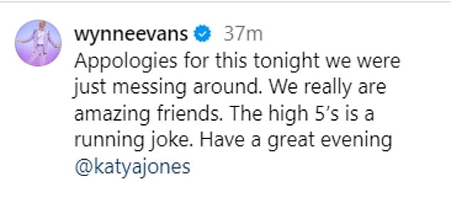 Both Katya and Wynne have taken to social media in an attempt to clear up what happened over the weekend, describing it as an inside joke between them and confirming that they are friends.