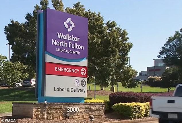 The alleged robberies occurred at Wellstar North Fulton Medical Center (pictured) north of Atlanta.