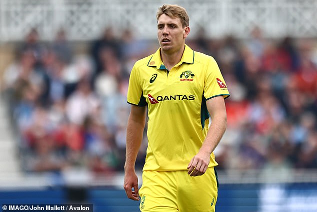 The 25-year-old was sent home from Australia's white-ball tour of England (pictured) after suffering fractures to his lower spine.