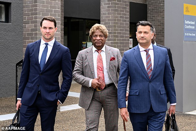 A magistrate dismissed a charge of intimidation against the 89-year-old man (centre) at Sutherland Local Court on Monday, ruling the matter should be dealt with on mental health grounds.