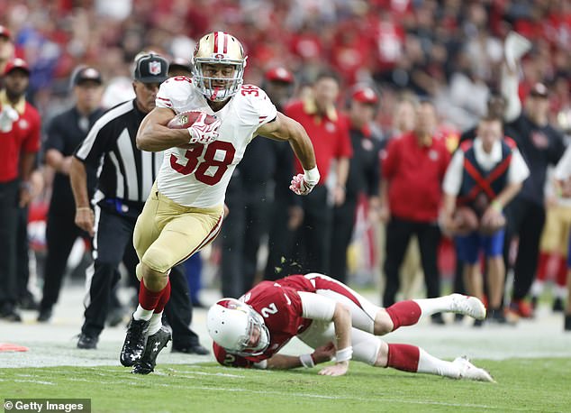 At the peak of his fame, Hayne played for the San Francisco 49ers in the NFL (pictured) after winning two Dally M Medals as the NRL's best player.