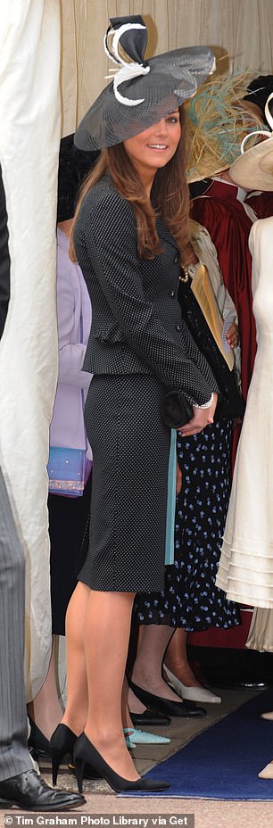 At the 2008 Order of the Garter, Prince William's then-girlfriend Kate opted for a polka dot skirt suit