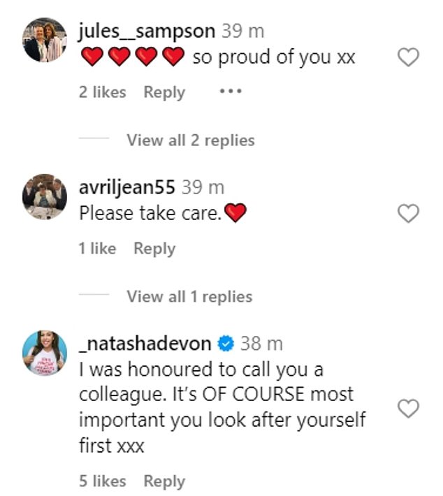 Fans took to the comments to send their love to Carol and told her to take it easy.