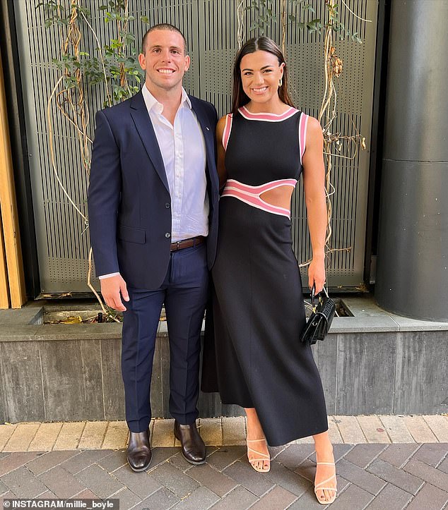 Elliott has won four premierships in her career and appears here alongside her husband and Newcastle star Adam Elliott. The couple married in 2023.