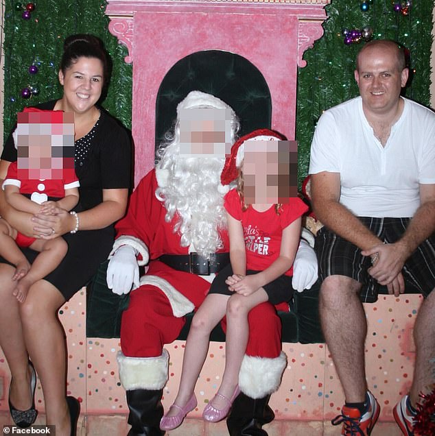 Before her reign of terror, Langshaw lived a seemingly idyllic suburban lifestyle in Perth with her husband Jamie and their two daughters (all in a Santa Claus Christmas photo).