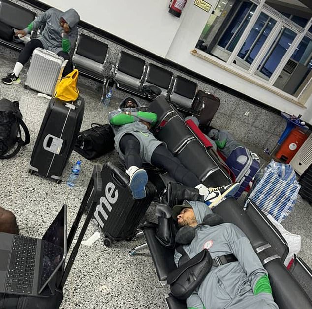 The Nigerian squad claimed they were trapped at the airport with no food, drink or phone signal.