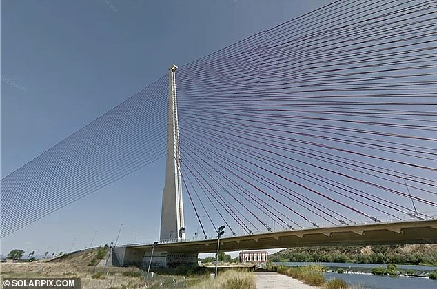 The 200-meter bridge crosses the Tagus River and was built in October 2011 for 74 million euros