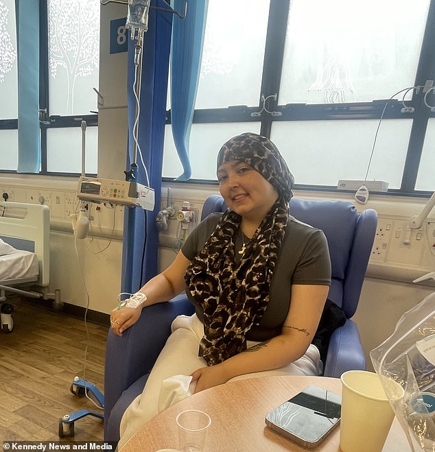 Ms. Hamersley was diagnosed with stage 2A Hodgkin lymphoma, meaning the lymphoma was in two or more lymph node groups but she did not have typical symptoms. In the photo, during his treatment.