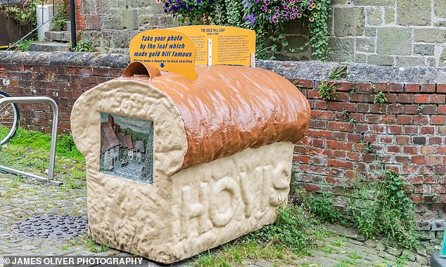 A giant plastic bread lets visitors know they are about to step onto sacred ground