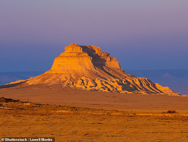 One of the hills is seen just before sunset.