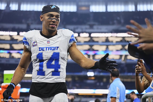 St. Brown was all smiles after the Lions handily beat the Cowboys on Sunday afternoon.