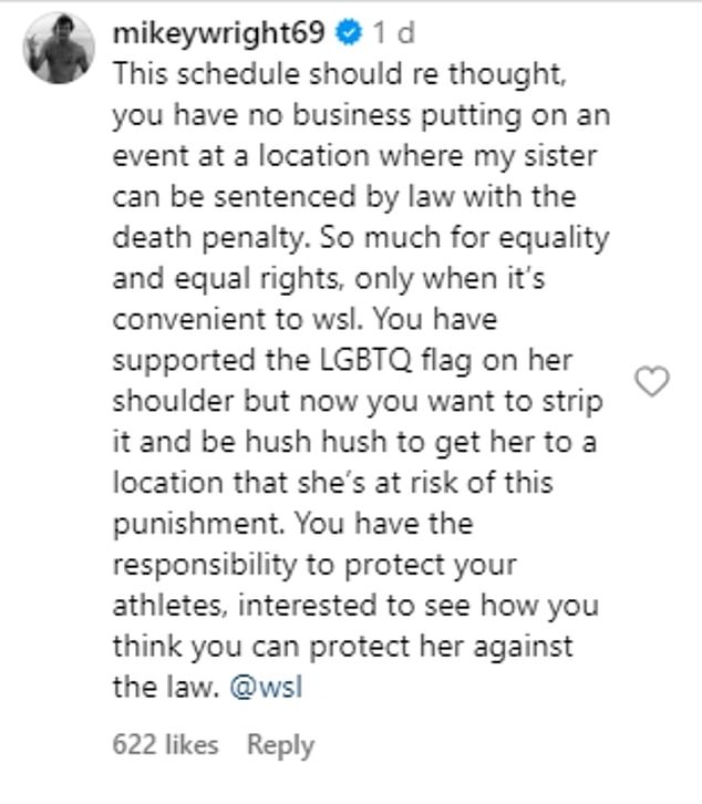 Tyler's brother, Mikey Wright, condemned the scheduling decision on Instagram.