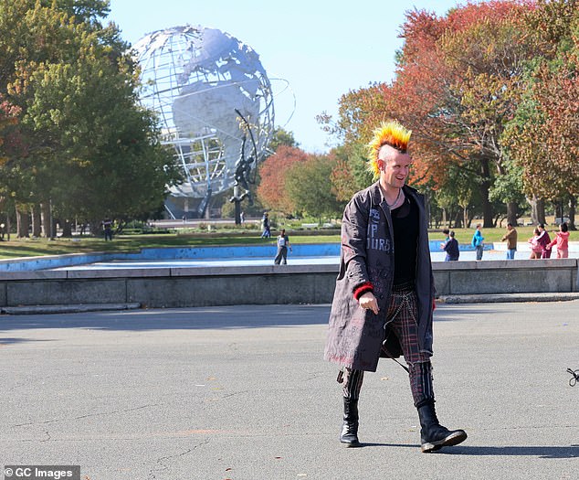 They were filming in Flushing Meadows/Corona Park in Queens, with the iconic Unisphere structure (created for the 1964 World's Fair) in the background.