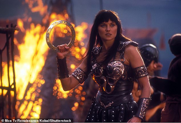 Unlike today, Lucy was known for sporting metal-clad armor and long leather boots when she got into character as Xena (pictured in 1995).