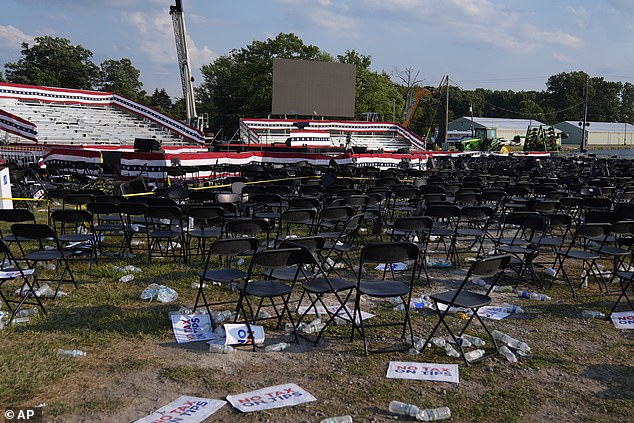 The aftermath of Butler's campaign rally after everyone left the venue