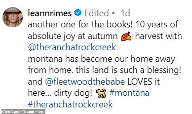 The couple revealed that this was their 10th fall harvest in Montana.