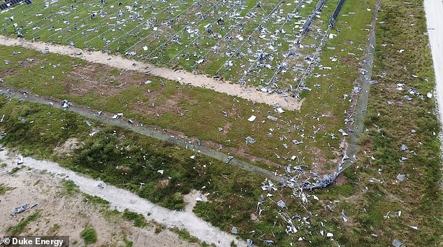 The storm's fierce winds slammed into the Lake Placid solar power plant in Highlands County, leaving 97 percent of the county without power immediately afterward.