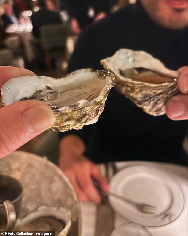 They began their meal by sharing oysters together.