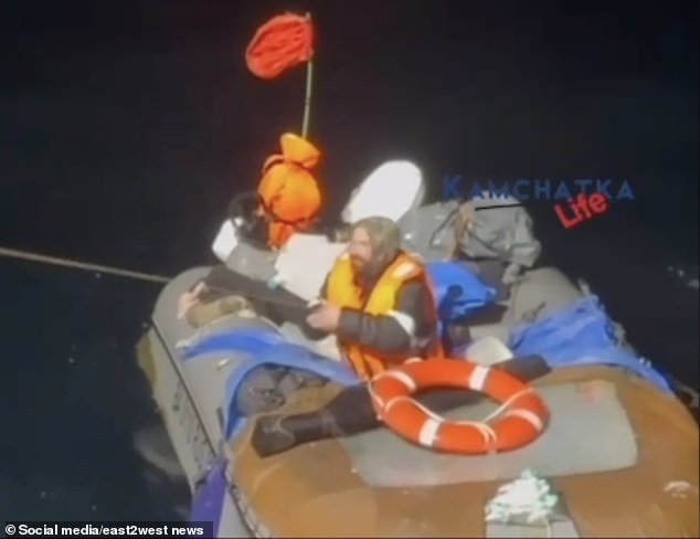 The emaciated-looking man, who authorities said had lost 50 kilograms of body weight, was seen wrapped in blankets and a life jacket aboard the tiny boat.