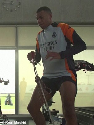 The Real Madrid striker was seen working out in the gym at the Spanish giant's training base