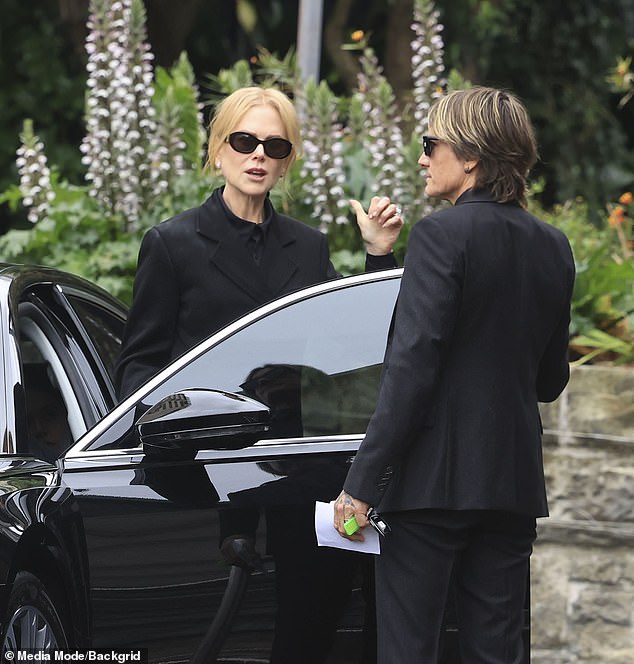 Hollywood star Nicole, 57, was also seen arriving at the funeral earlier in the day, visibly emotional as she was supported by her husband Keith Urban.