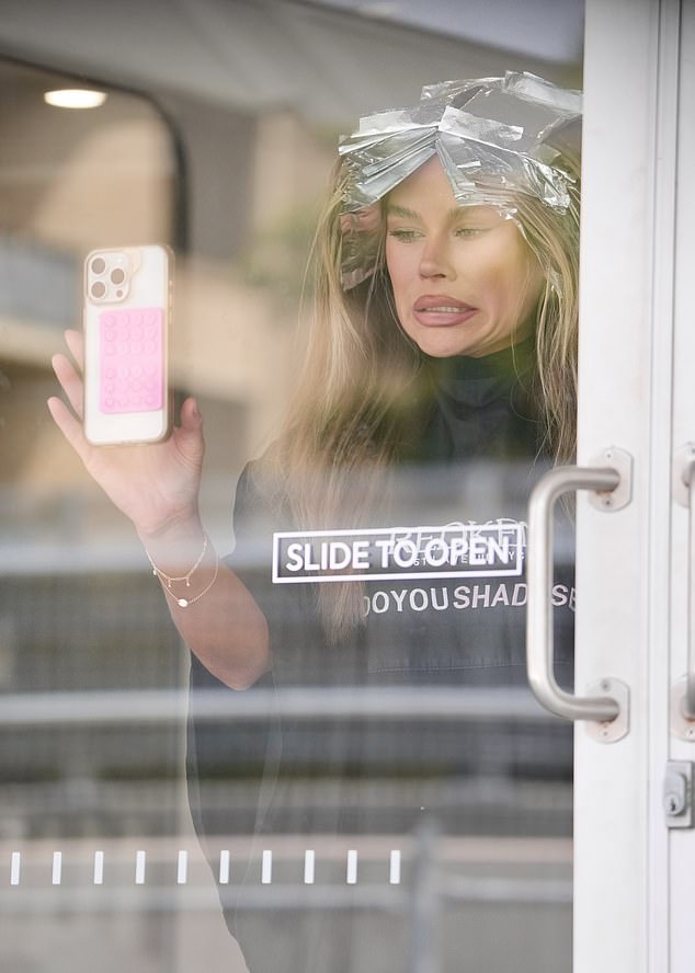 During her visit, Skye was seen filming a video for social media while having foils in her hair.