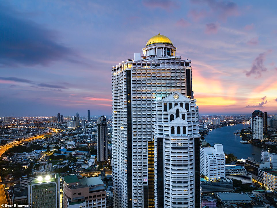 Located at a height of 214 m (702 ft), Sirocco crowns the city's State Tower skyscraper, as seen here