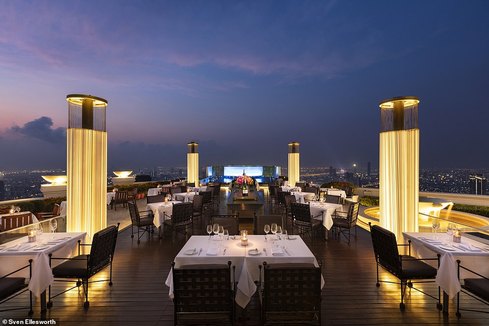 The restaurant (above) is under the umbrella of Lebua, a hotel brand that runs two sister hotels within the building: 'Lebua at State Tower' and 'Tower Club at Lebua'.