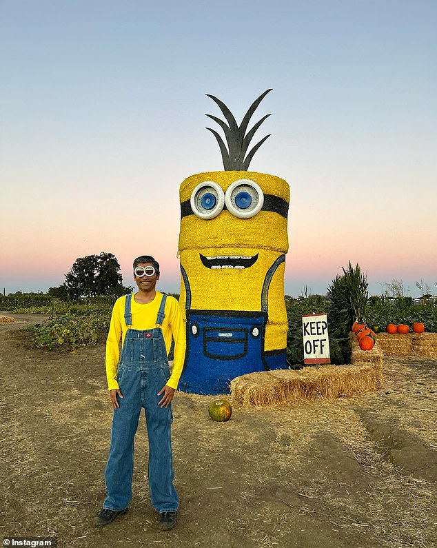 Hay bales decorated to look like giant minions from the Despicable Me franchise are easy to spot from the highway.